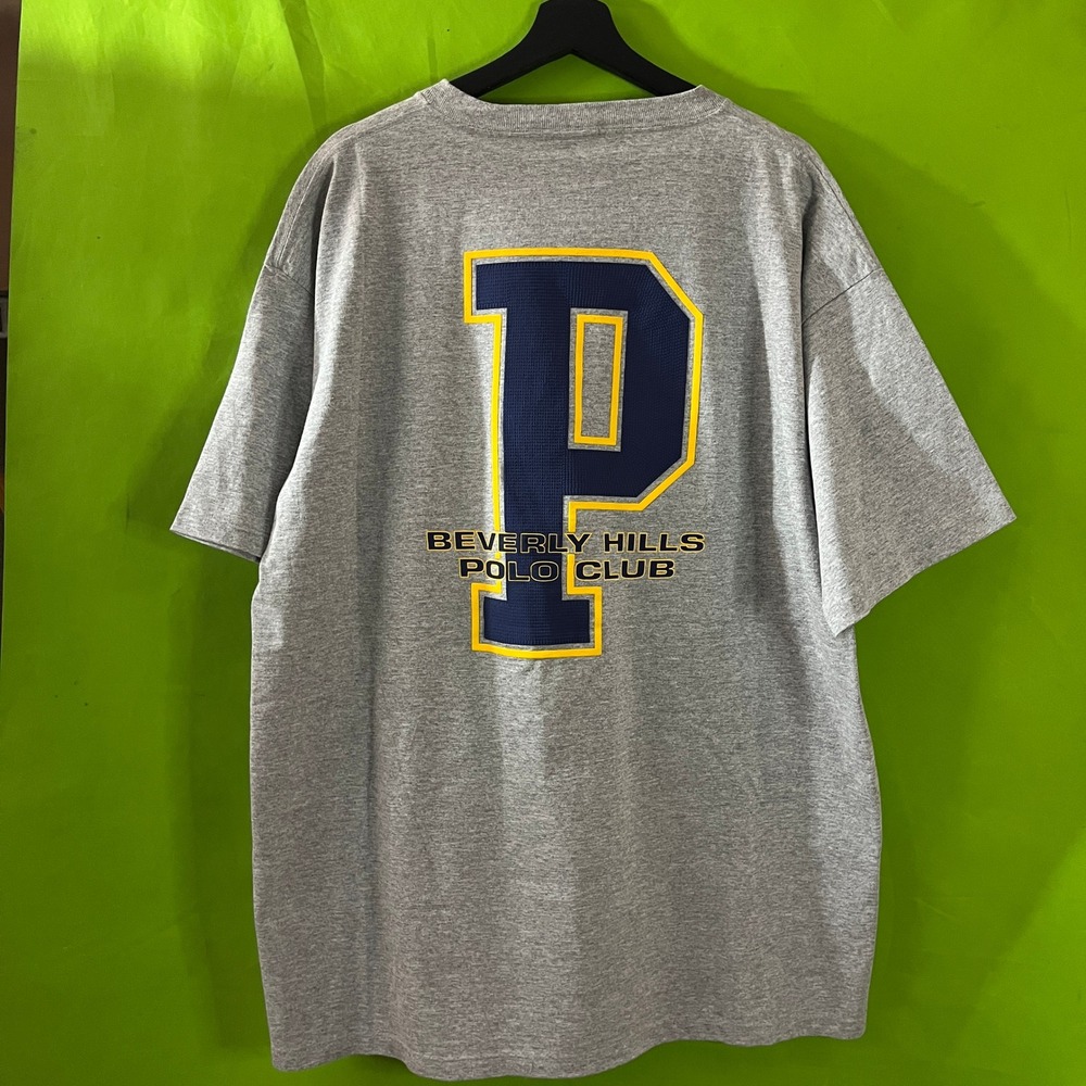 NWT VTG 90s Beverly Hills Polo Club XL P Logo Shirt Grey Single Stitch USA